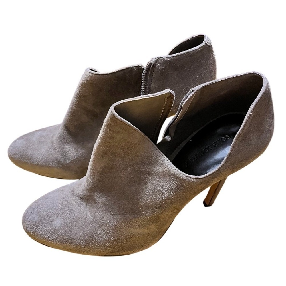 Sole Society‎ Suede Ankle Boots Women's Size 9B Kitten Heel Gray Booties